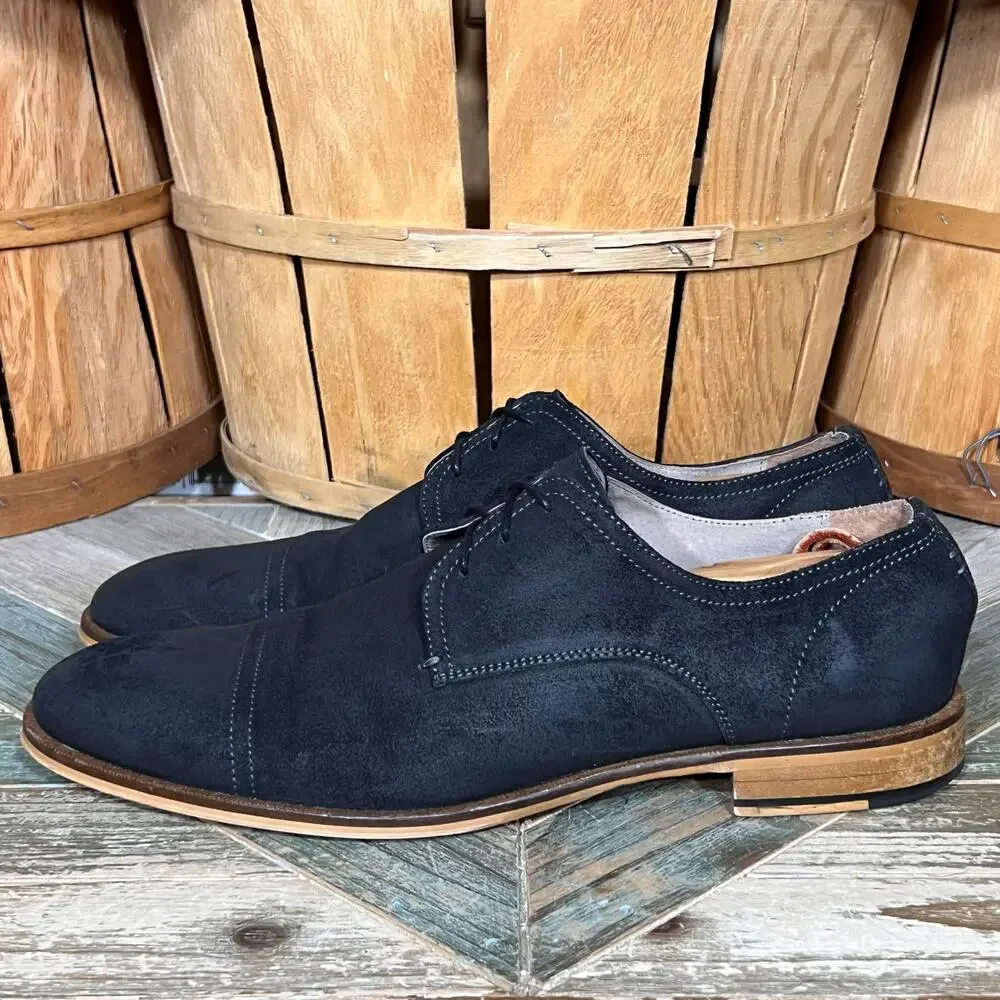 Banana Republic Black Suede Casual Cap Toe Derby Oxfords Shoes Mens Size 12
